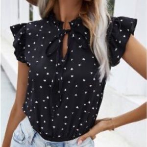 Shein Super cute Polka Dot/Hearts Bodysuit Size XL